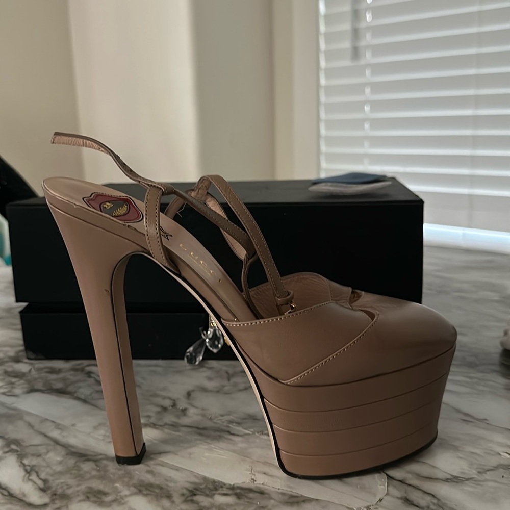 Beige Brown Platform Gucci Heels